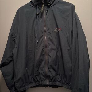 Greg Norman Men's Navy Windbreaker Jacket Size L Lightweight Hooded Golf